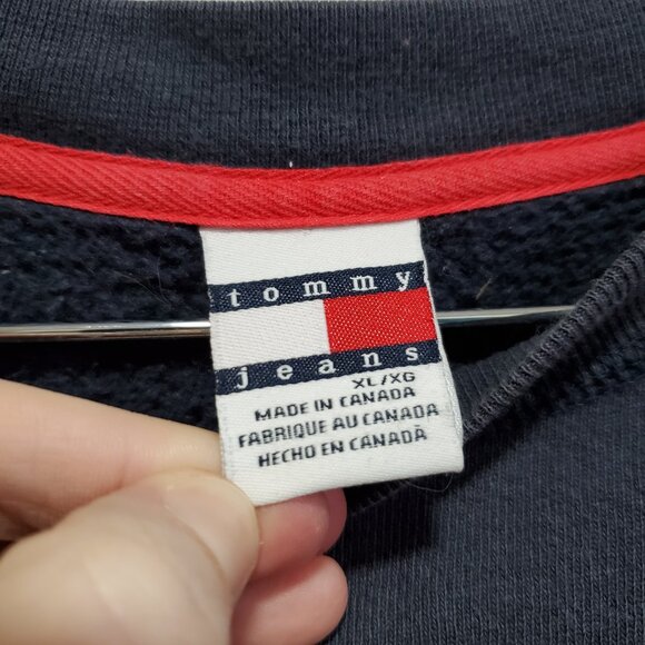 TOMMY HILFIGER Vintage 90s Spell-Out Crewneck Sweatshirt Cropped Women's Large - Picture 9 of 11